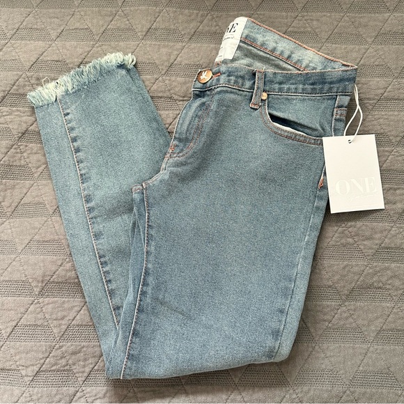 One Teaspoon Iggys Low Rise Blue Ankle Cropped Jeans - Picture 1 of 9